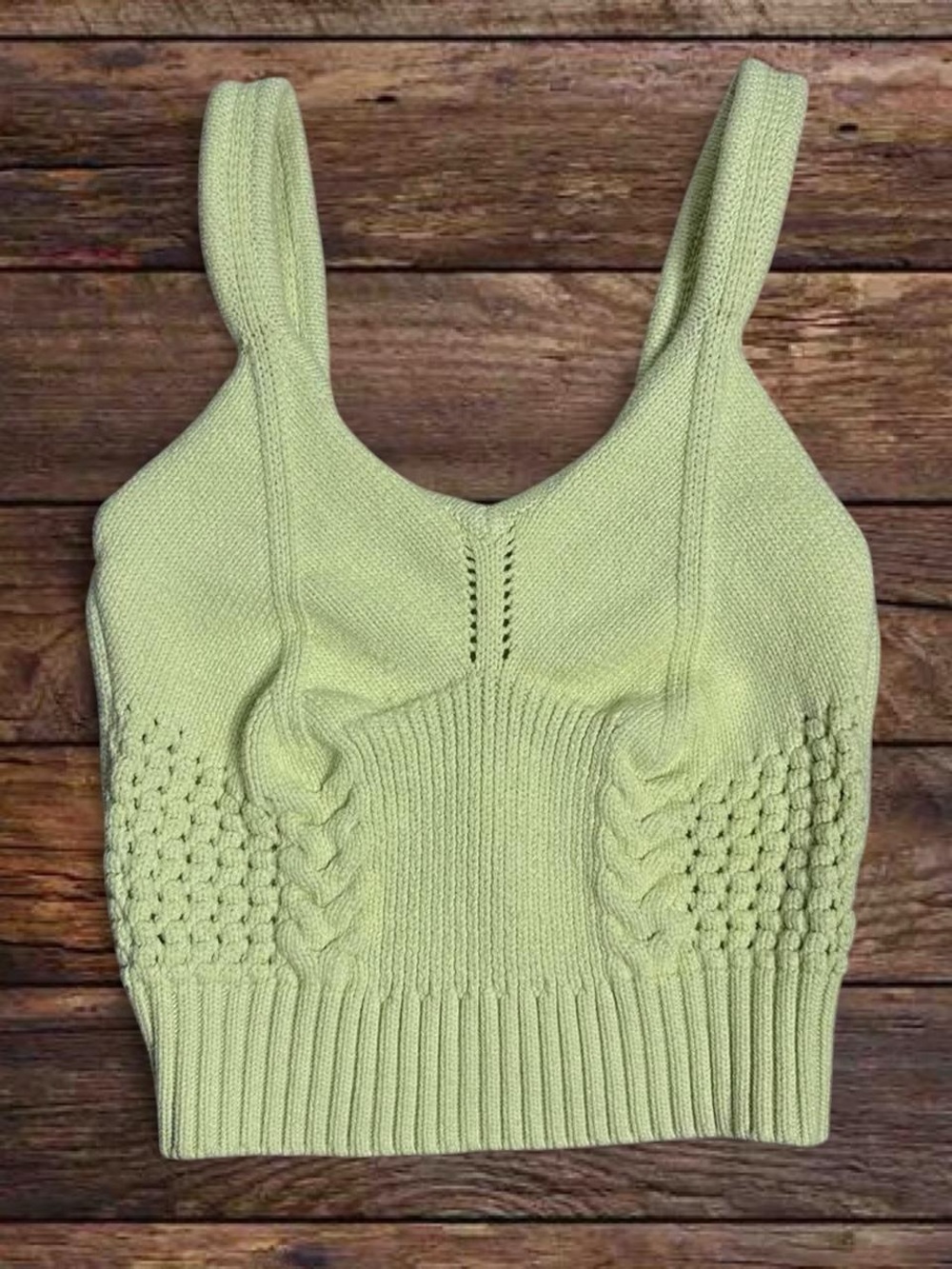 Lush Pistachio Knit Cable-Detail Tank - Picture 1 of 5